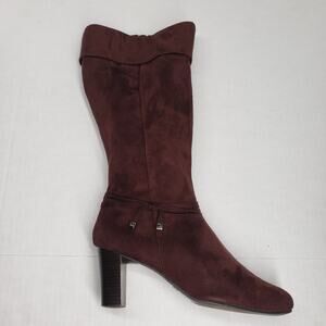 Predictions Faux Suede Knee High Boots Women 10 Wide Brown Slouchy Bohemian Fall